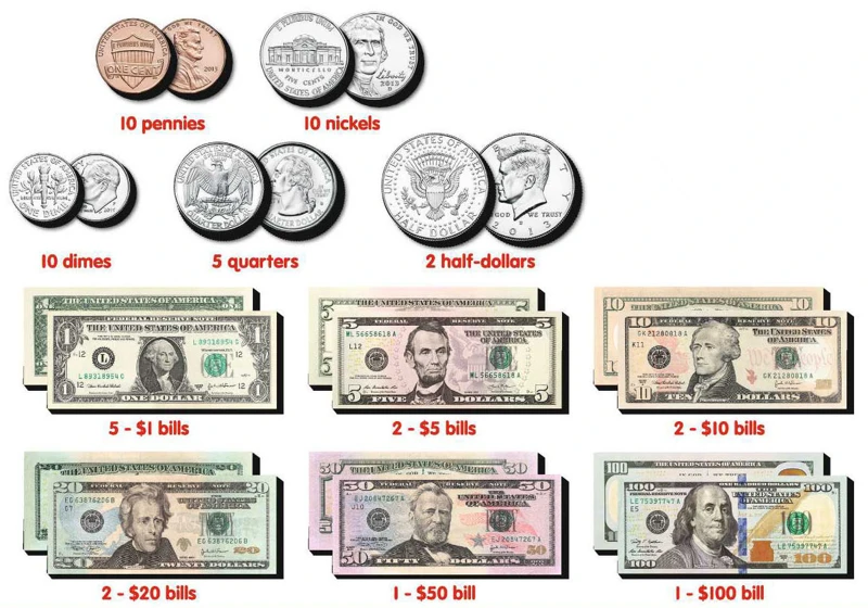 Jumbo Double-Sided Magnetic Money Set